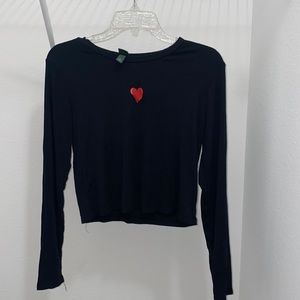 Black Longsleeve Heart Top